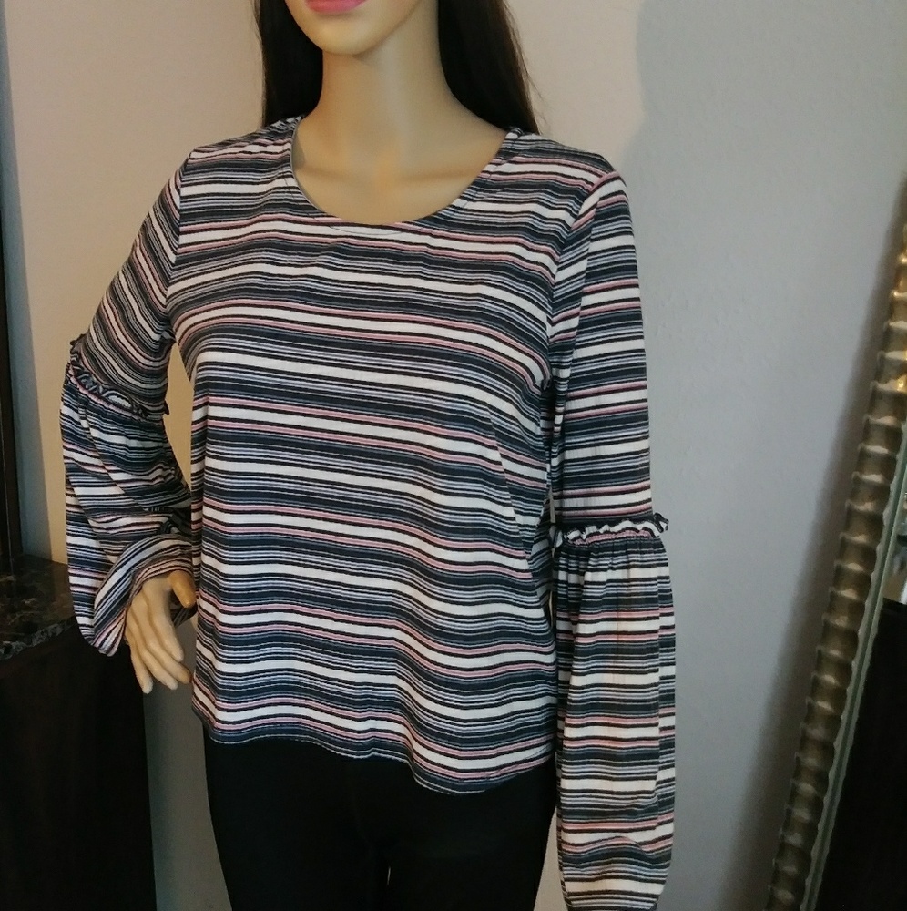 Nice blouse colorful strips love fire brand